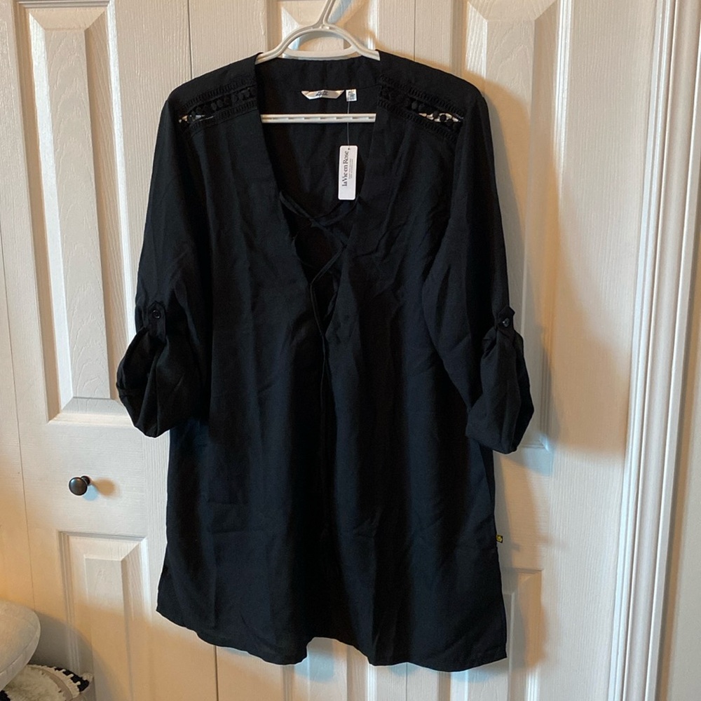 ☀️NWT🏝️ NEW Swimwear Tunic coverup in black by La Vie en Rose - Sz L